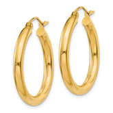 10K Yellow Gold 3mm Polished Hoop Earrings for Women Elegant & Timeless